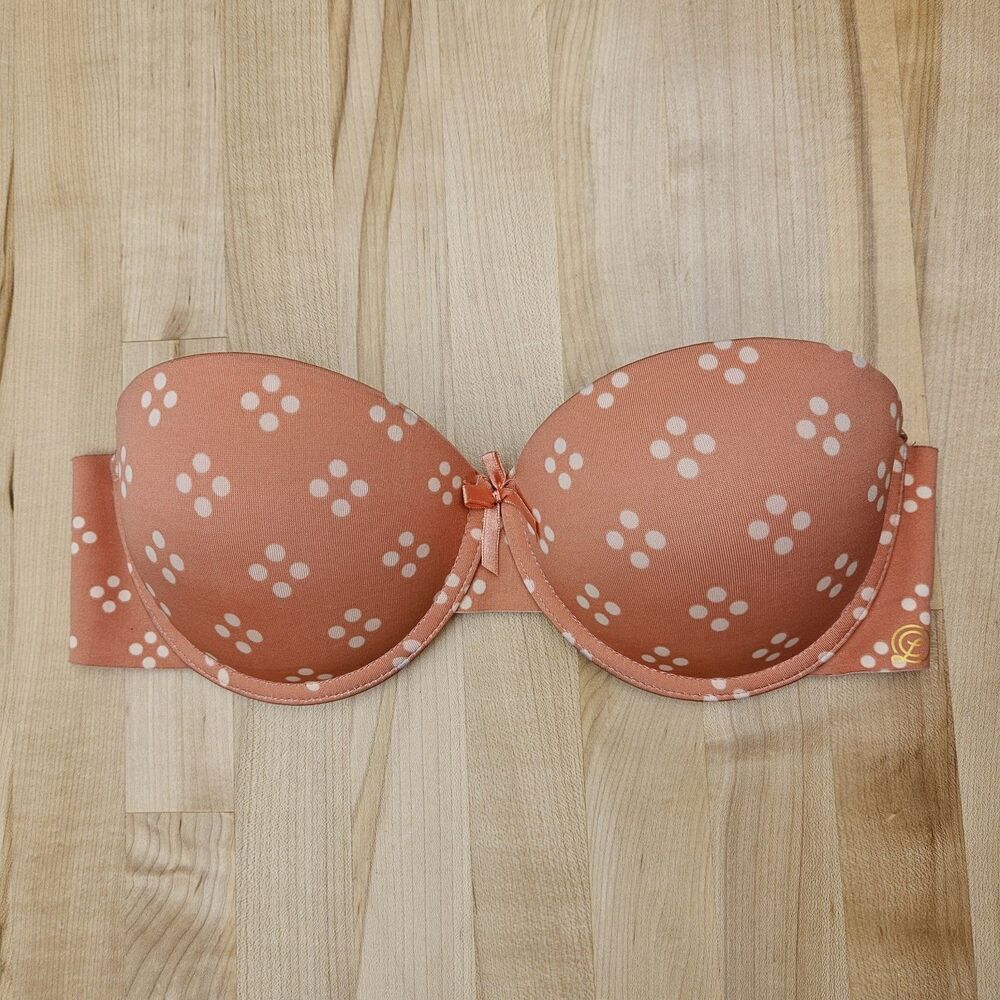 Chinese Laundry Bra 34C Demi Pushup Peach Pink Underwire Strapless